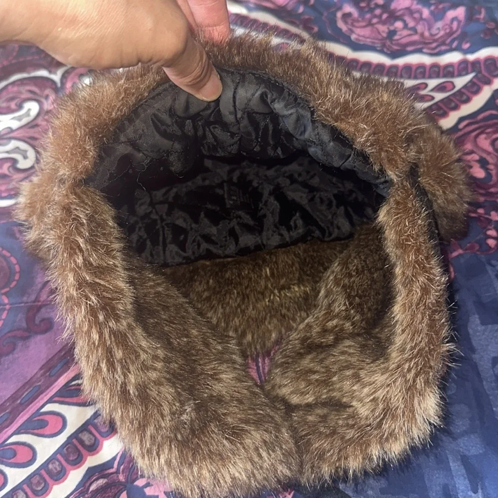San Francisco 49ers Faux Fur Trapper Hat - Brown Plaid